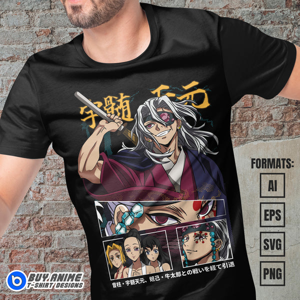 Premium Tengen Uzui Demon Slayer Anime Vector T-shirt Design Template 