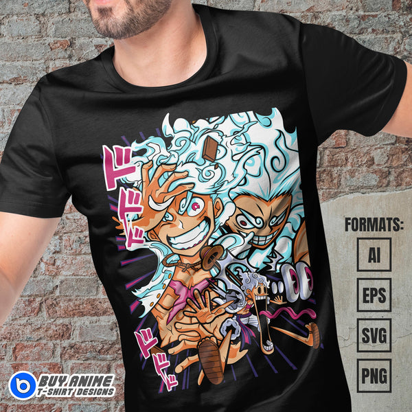 Premium Luffy Gear 5 One Piece Anime Vector T-shirt Design Template #3 ...