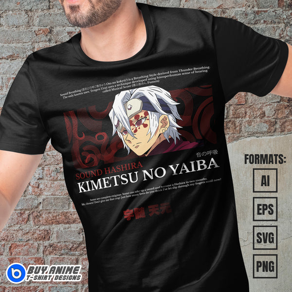 Premium Tengen Uzui Demon Slayer Anime Vector T-shirt Design Template
