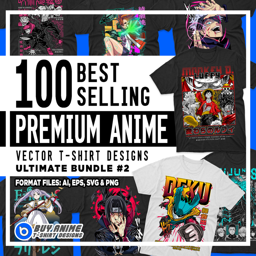 100 Best Selling Premium Anime Vector T-Shirt Designs Ultimate Bundle #2