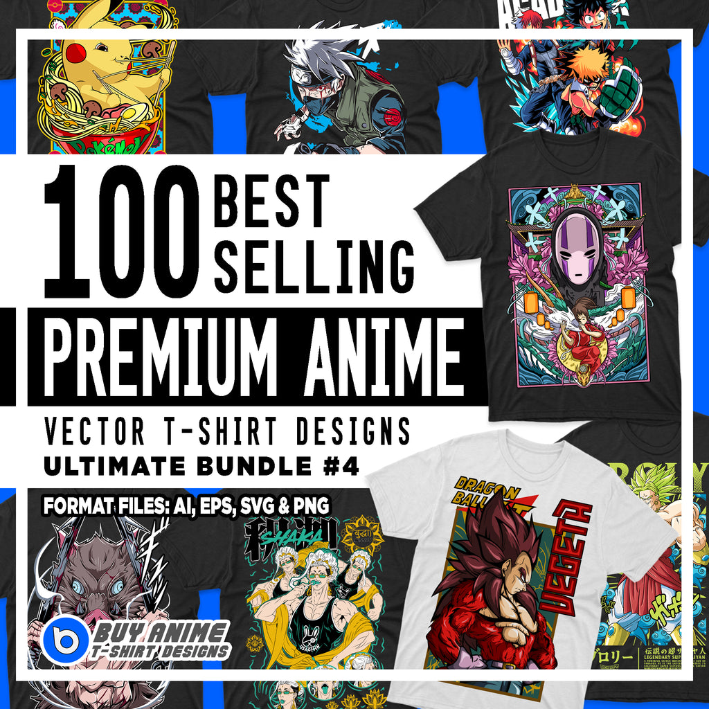 100 Best Selling Premium Anime Vector T-Shirt Designs Ultimate Bundle #4