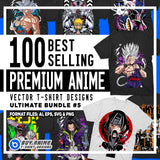 100 Best Selling Premium Anime Vector T-Shirt Designs Ultimate Bundle #5