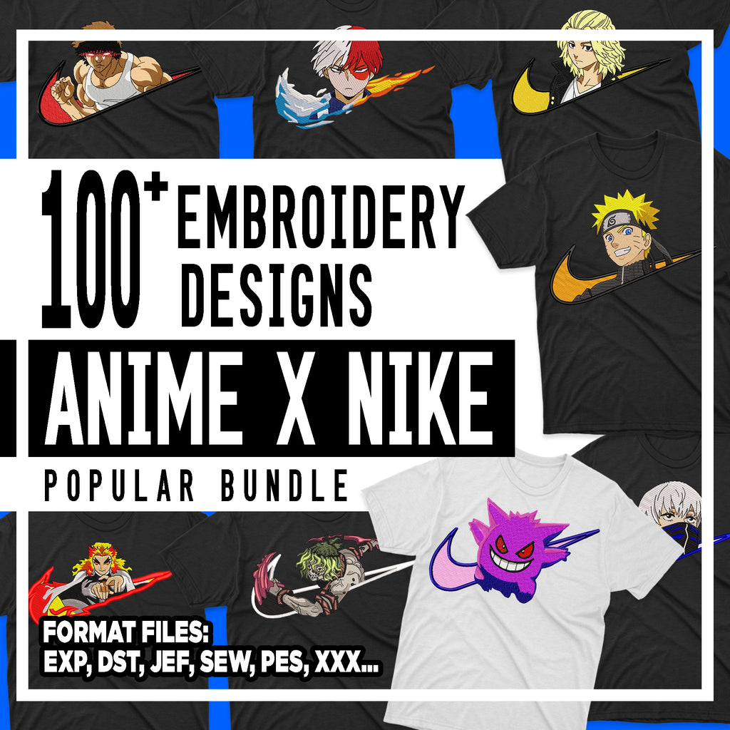 100+ Anime x Swoosh Embroidery Designs