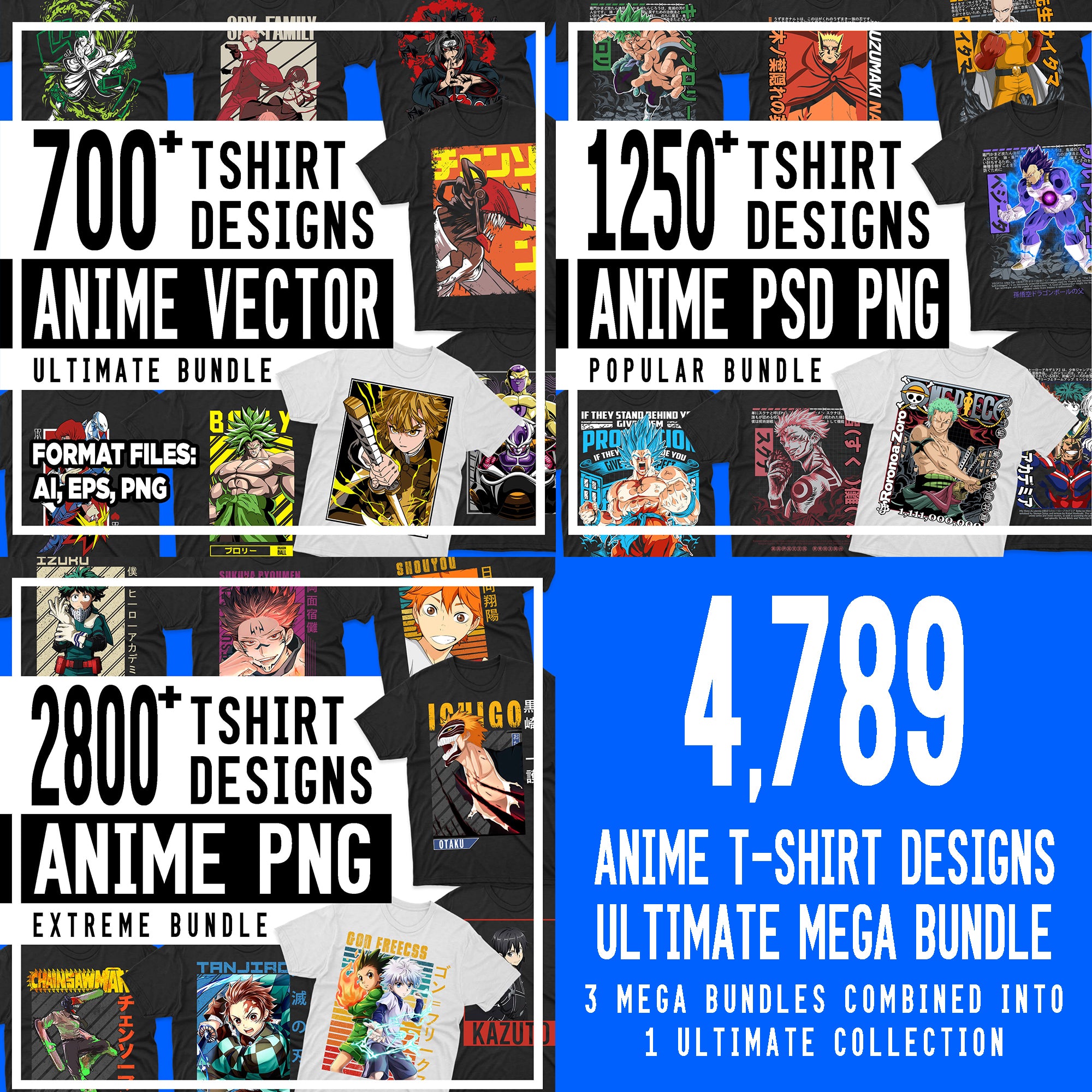 4789 Anime T-shirt Designs Ultimate Master Bundle Templates