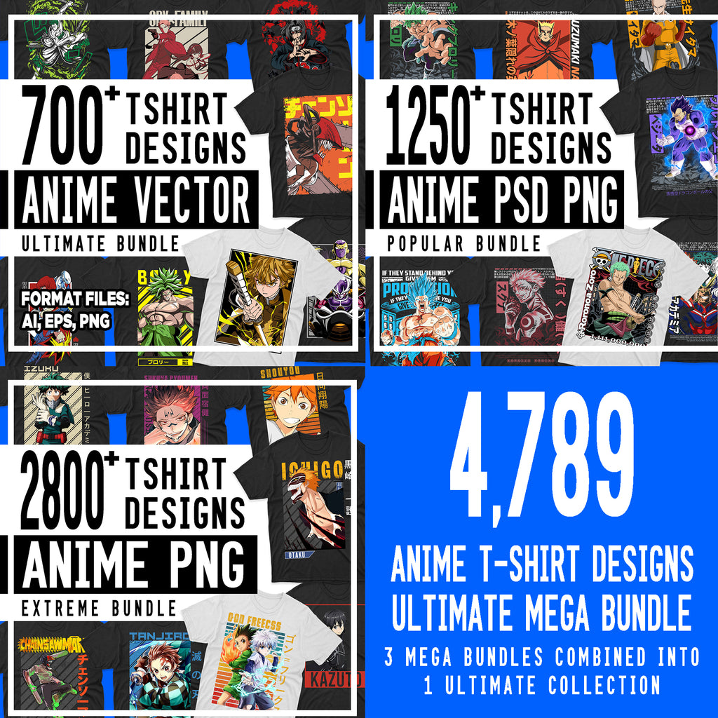 4789 Anime T-shirt Designs Ultimate Master Bundle Templates