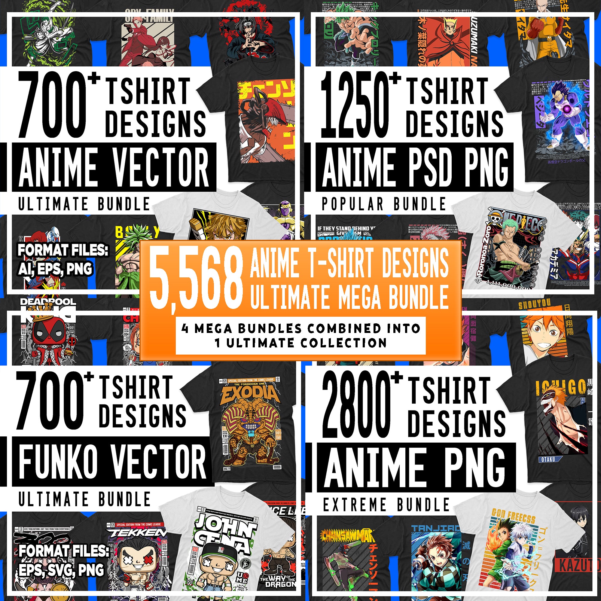 5,568 Anime T-shirt Designs Ultimate Mega Bundle Templates