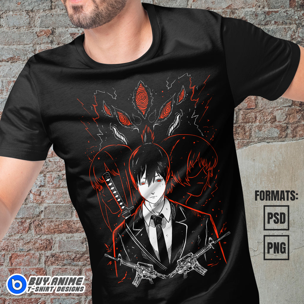 Aki Hayakawa Chainsaw Man Anime Vector T-shirt Design Template