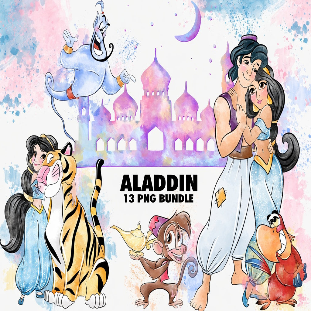 Aladdin Watercolor Clipart PNG Bundle #3