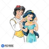 Aladdin and Jasmine Watercolor Clipart PNG Hand Drawn Illustration #2