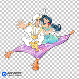 Aladdin and Jasmine Watercolor Clipart PNG Hand Drawn Illustration #3