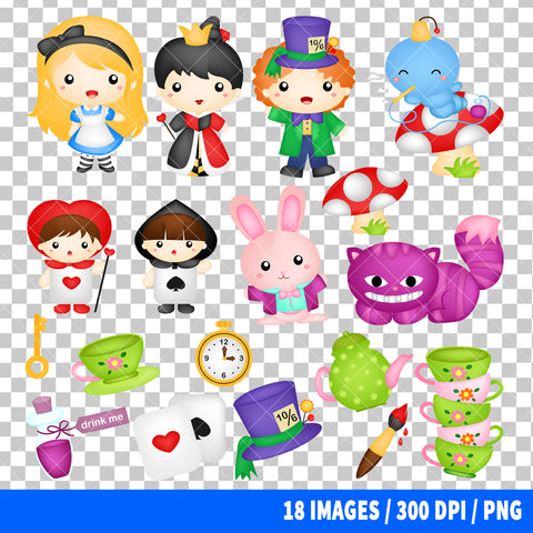 Alice In Wonderland Clipart PNG Bundle #2