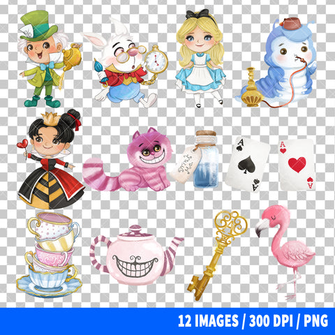 Alice In Wonderland Clipart PNG Bundle #3