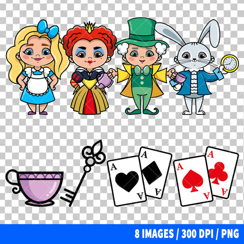Alice In Wonderland Clipart PNG Bundle