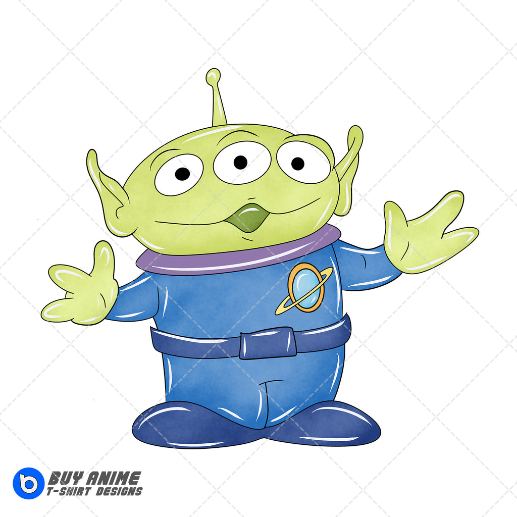 Alien Toy Story Watercolor Clipart PNG Hand Drawn Illustration