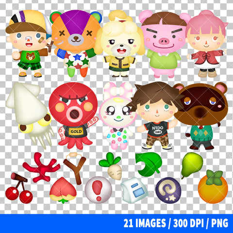 Animal Crossing Clipart PNG Bundle