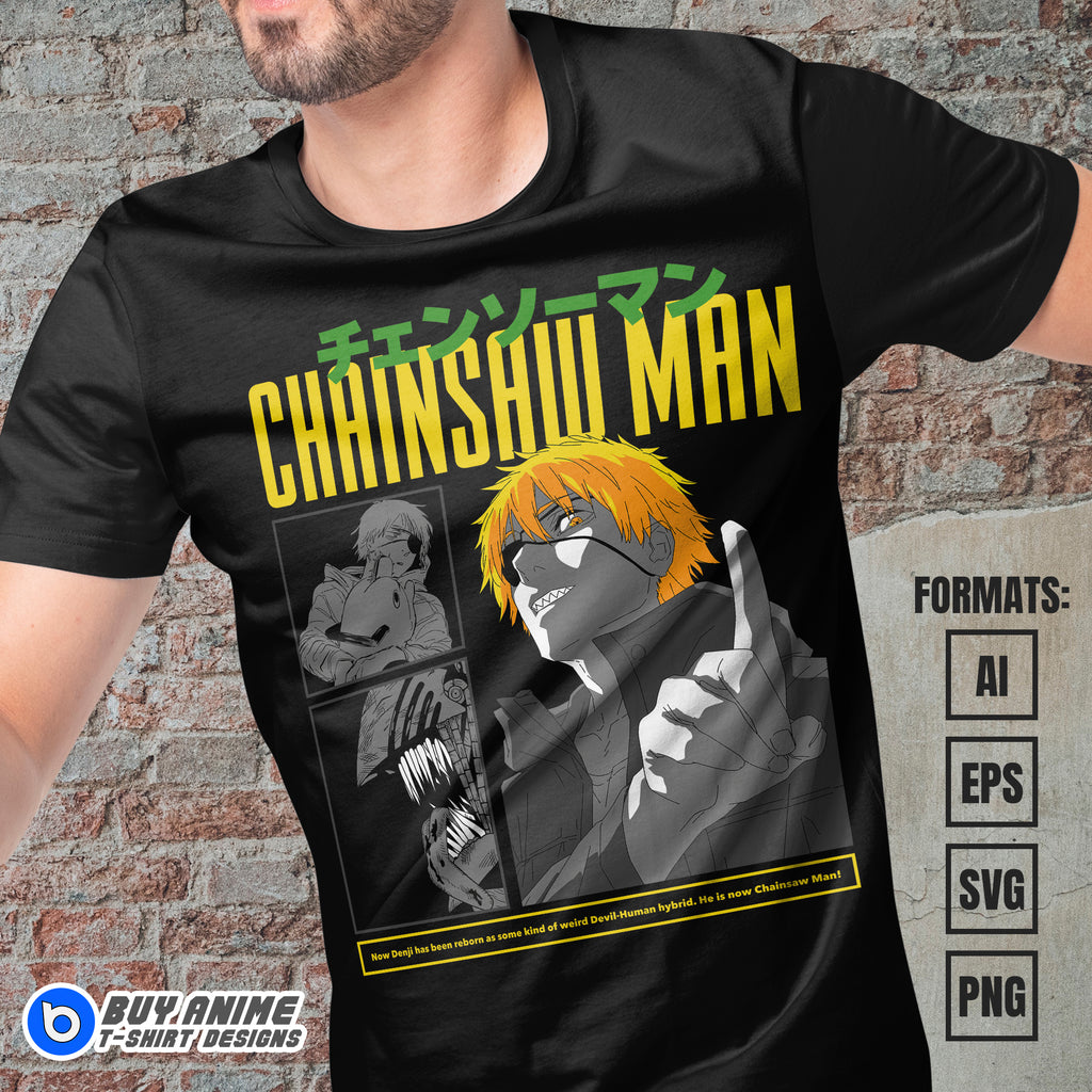 Denji Chainsaw Man Anime Vector T-shirt Design Template #3