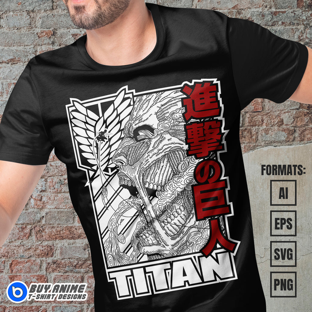 Colossal Titan Attack on Titan Anime Vector T-shirt Design Template