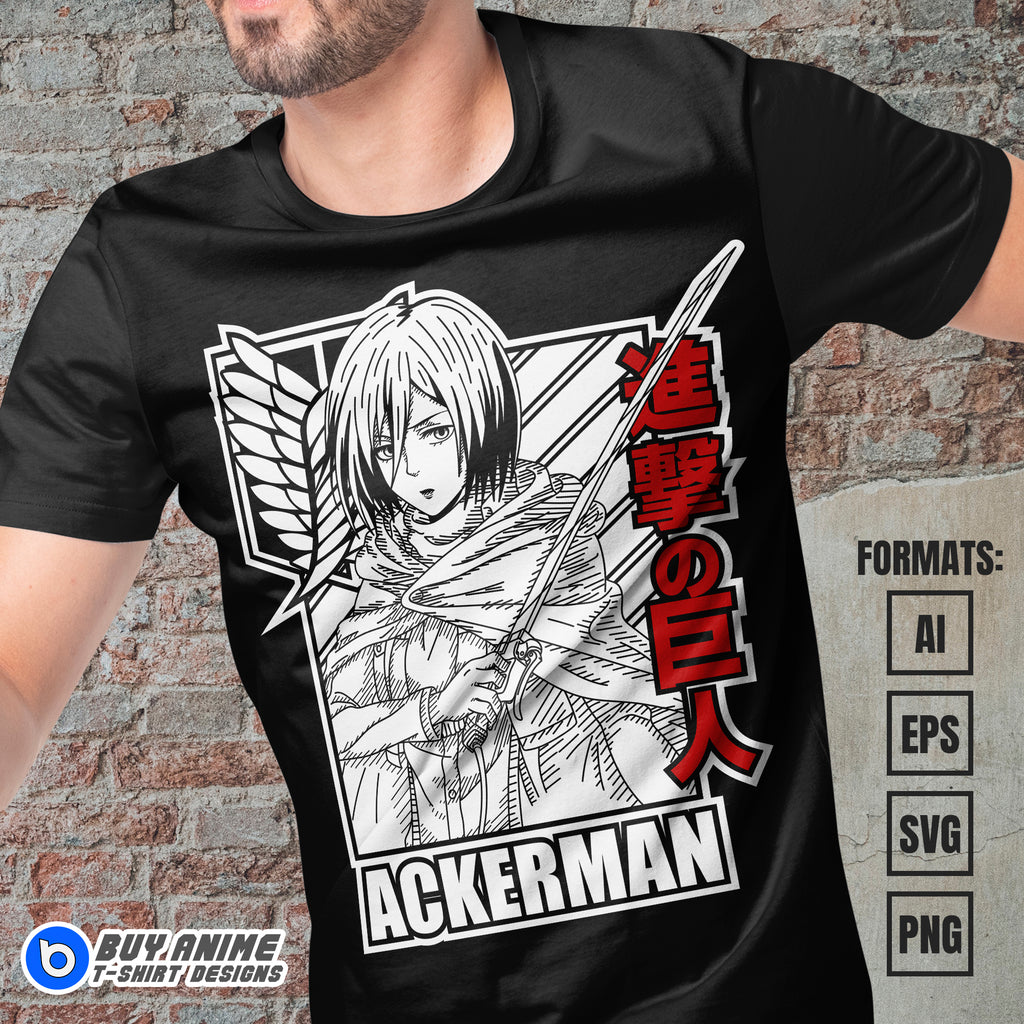 Mikasa Attack on Titan Vector T-shirt Design Template #4