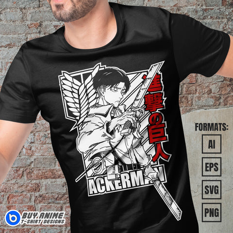 Levi Ackerman Attack on Titan Anime Vector T-shirt Design Template #3