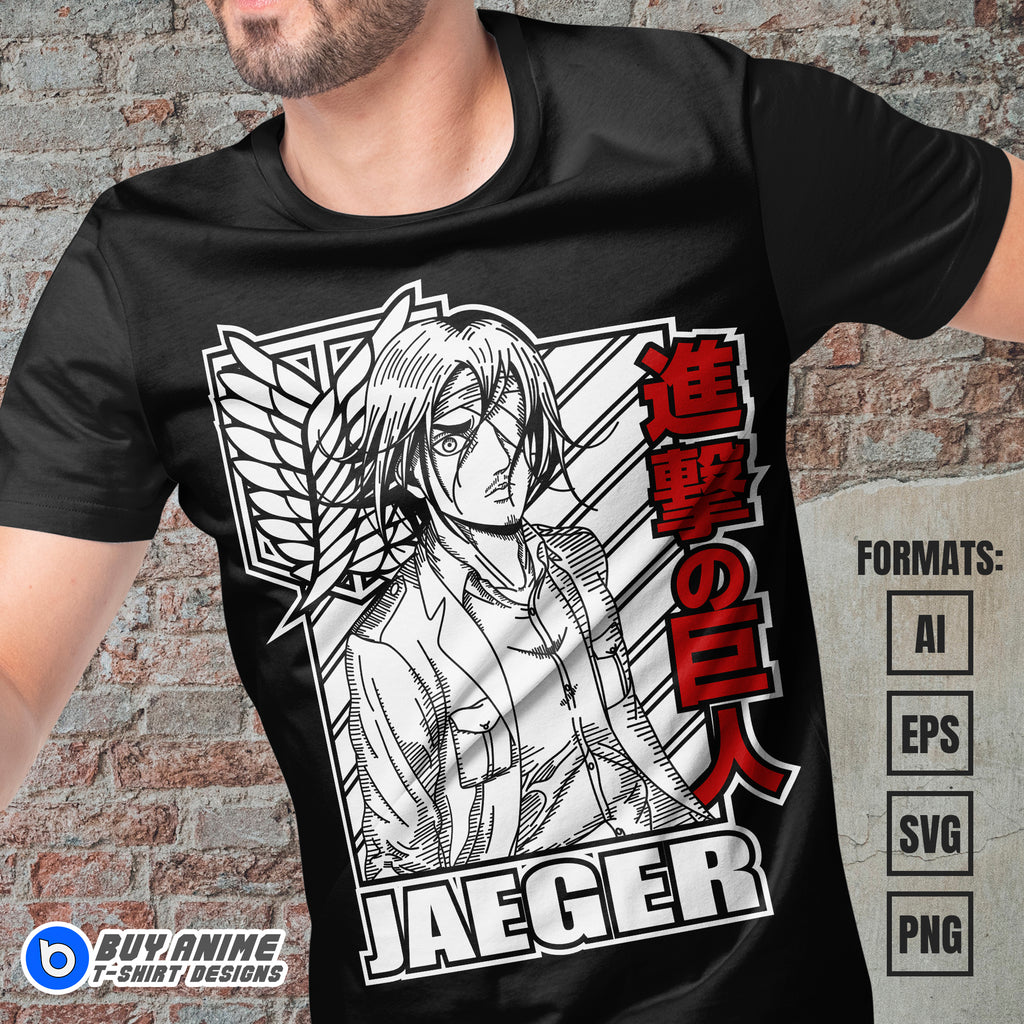 Eren Jaeger Attack on Titan Anime Vector T-shirt Design Template #4