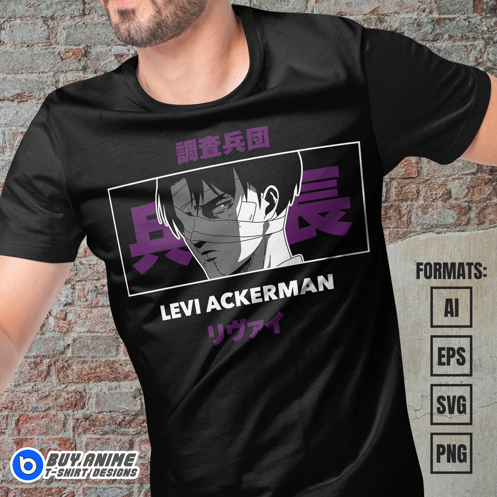 Levi Ackerman Attack on Titan Anime Vector T-shirt Design Template #4