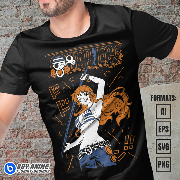 Nami One Piece Anime Vector T-shirt Design Template – www ...