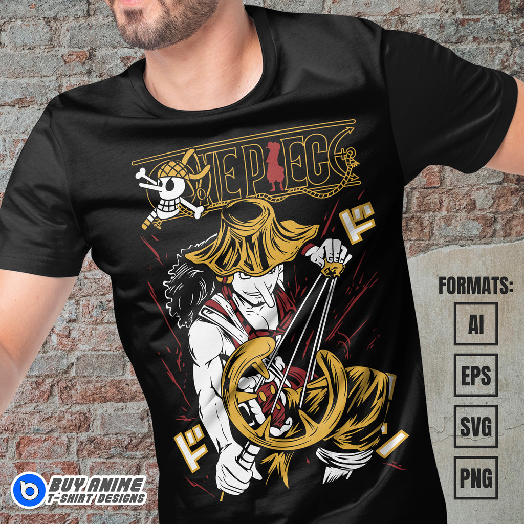 Usopp One Piece Anime Vector T-shirt Design Template