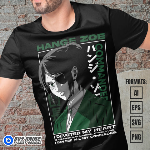 Hange Zoe Attack On Titan Anime Vector T-shirt Design Template
