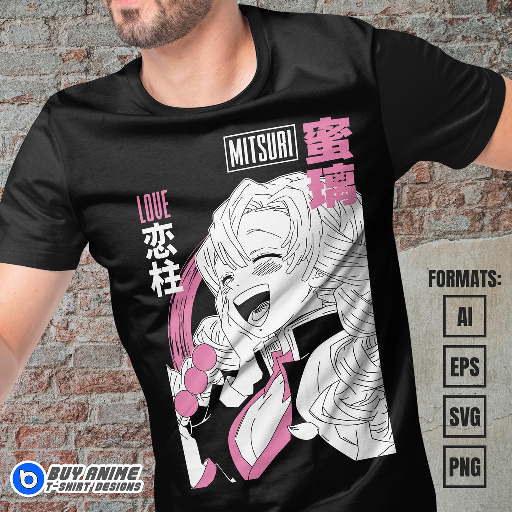 Mitsuri Demon Slayer Anime Vector T-shirt Design Template