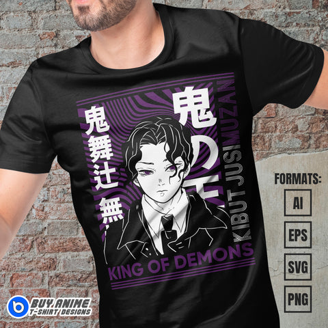Muzan Demon Slayer Anime Vector T-shirt Design Template