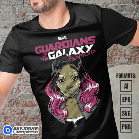 Gamora Guardians Of The Galaxy Vector T-shirt Design Template