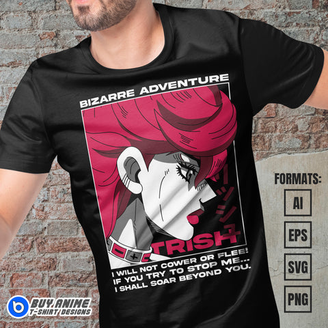 Trish Jojo's Bizarre Adventure Vector T-shirt Design Template