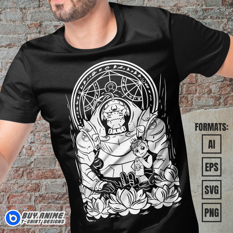 Alphonse Fullmetal Alchemist Anime Vector T-shirt Design Template
