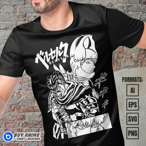 Berserk Anime Vector T-shirt Design Template #2