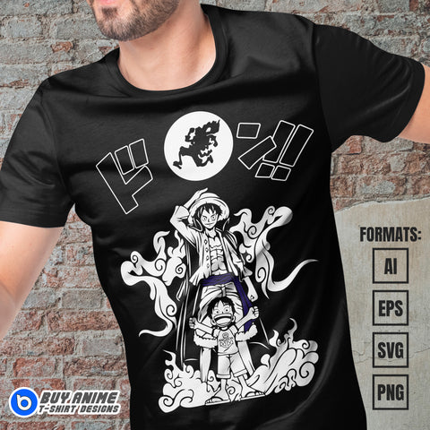 Luffy One Piece Anime Vector T-shirt Design Template #3