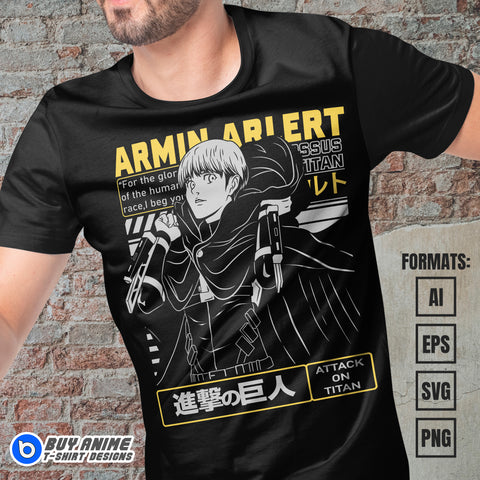 Armin Attack On Titan Anime Vector T-shirt Design Template #3