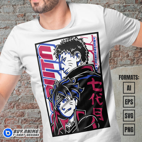 Boruto x Naruto Anime Vector T-shirt Design Template