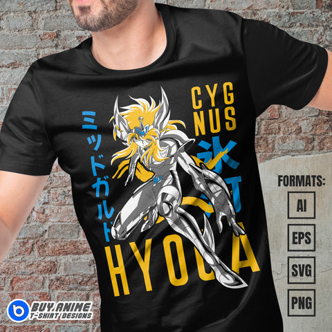 Cygnus Hyoga Saint Seiya Anime Vector T-shirt Design Template