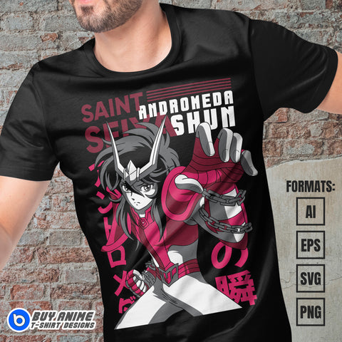 Andromeda Shun Saint Seiya Anime Vector T-shirt Design Template
