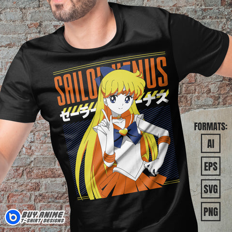 Sailor Venus Anime Vector T-shirt Design Template