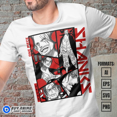 Shanks One Piece Anime Vector T-shirt Design Template #2