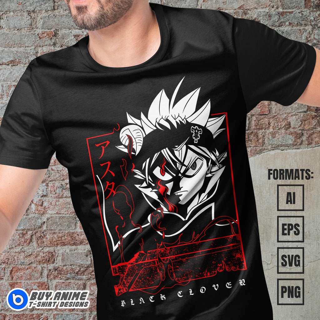 Asta Black Clover Anime Vector T-shirt Design Template #3
