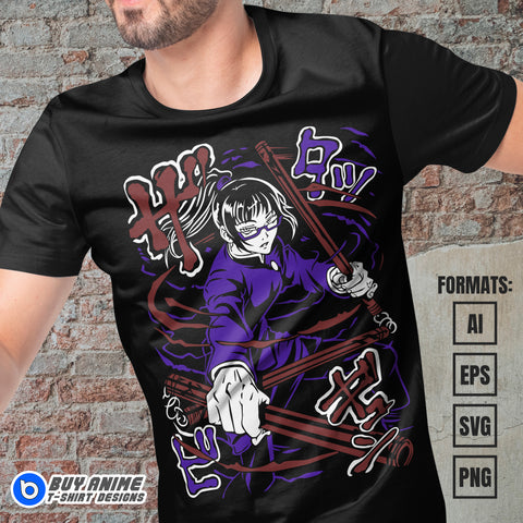 Maki Jujutsu Kaisen Anime Vector T-shirt Design Template