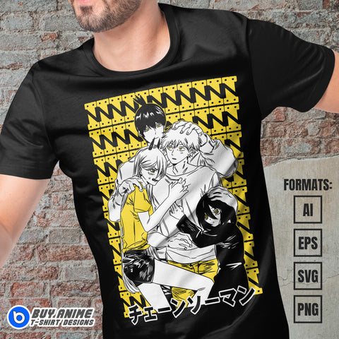 Chainsaw Man Anime Vector T-shirt Design Template #3