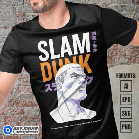 Takenori Akagi Slam Dunk Anime Vector T-shirt Design Template