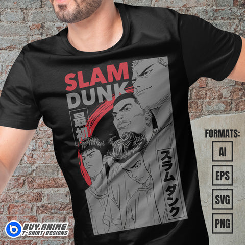 Slam Dunk Anime Vector T-shirt Design Template