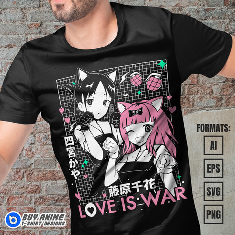 Kaguya-sama Love Is War Anime Vector T-shirt Design Template