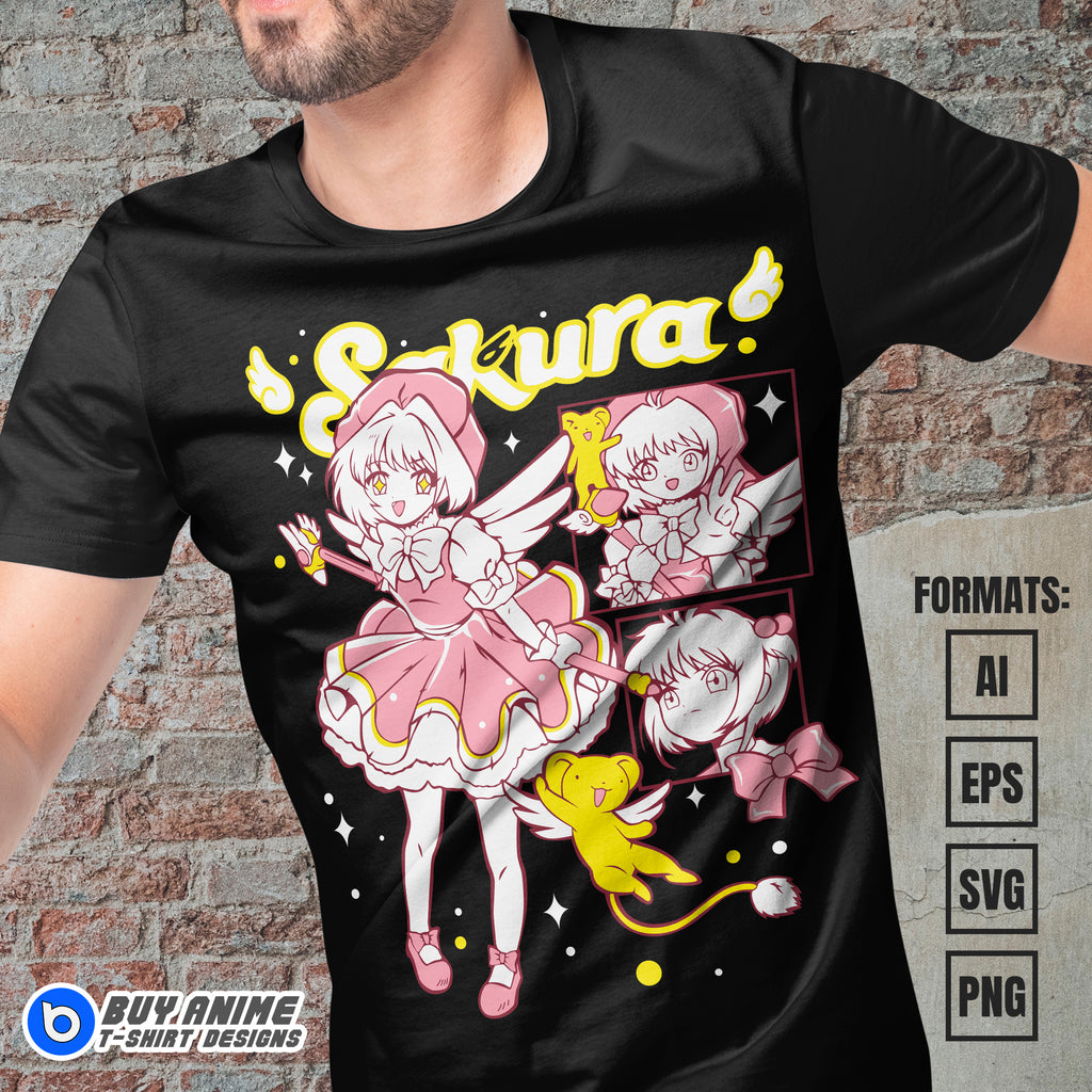 Cardcaptor Sakura Anime Vector T-shirt Design Template
