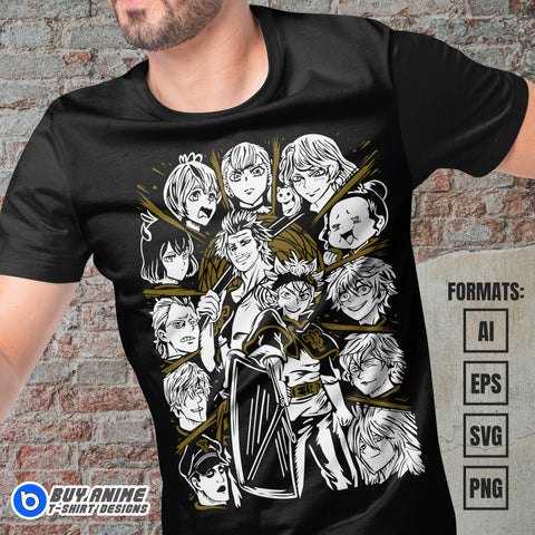 Black Clover Anime Vector T-shirt Design Template