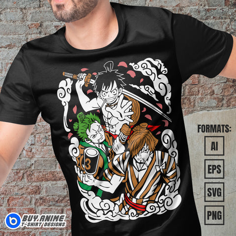 One Piece Anime Vector T-shirt Design Template